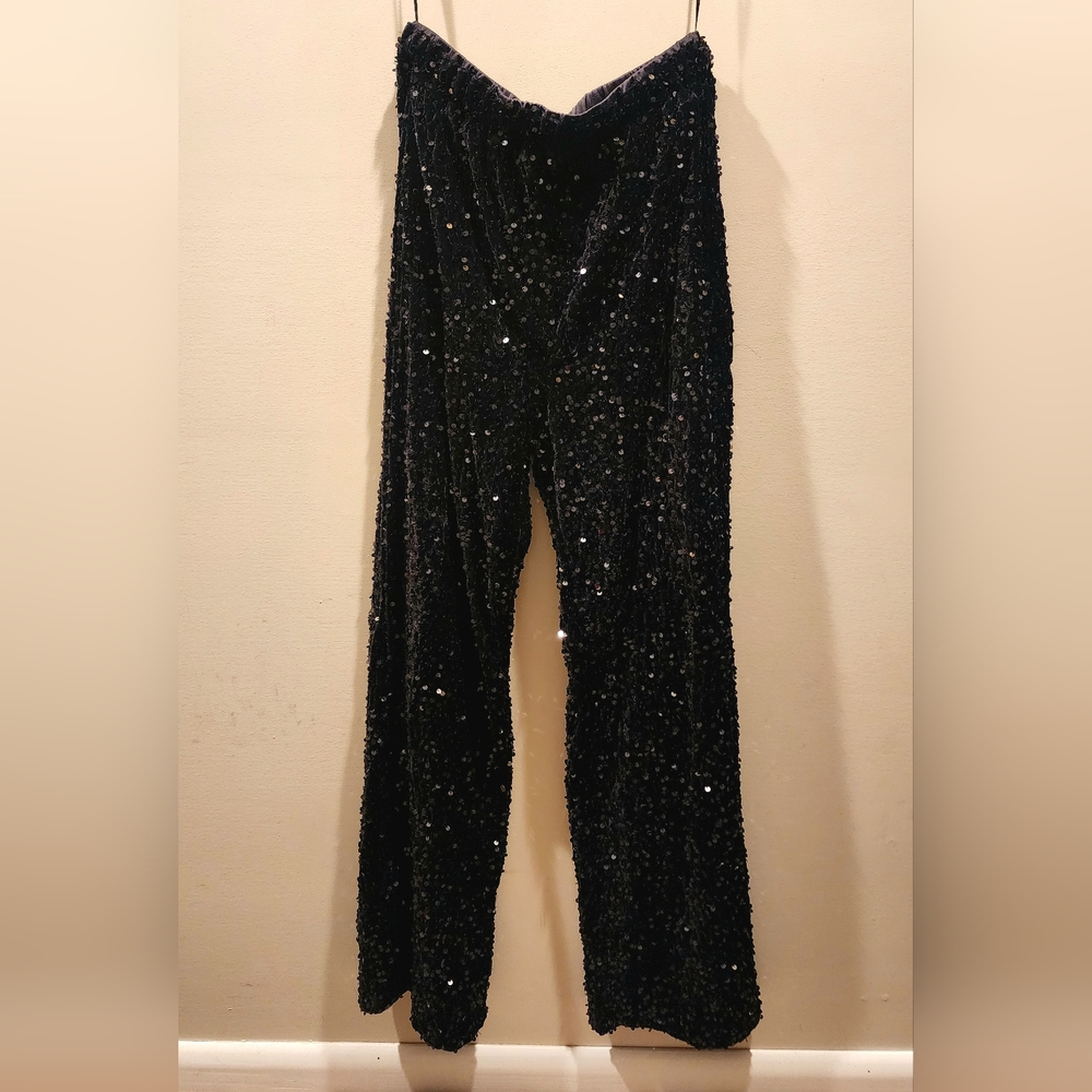Sparkly Sequin Palazzo Wide Leg Pants Party sz M